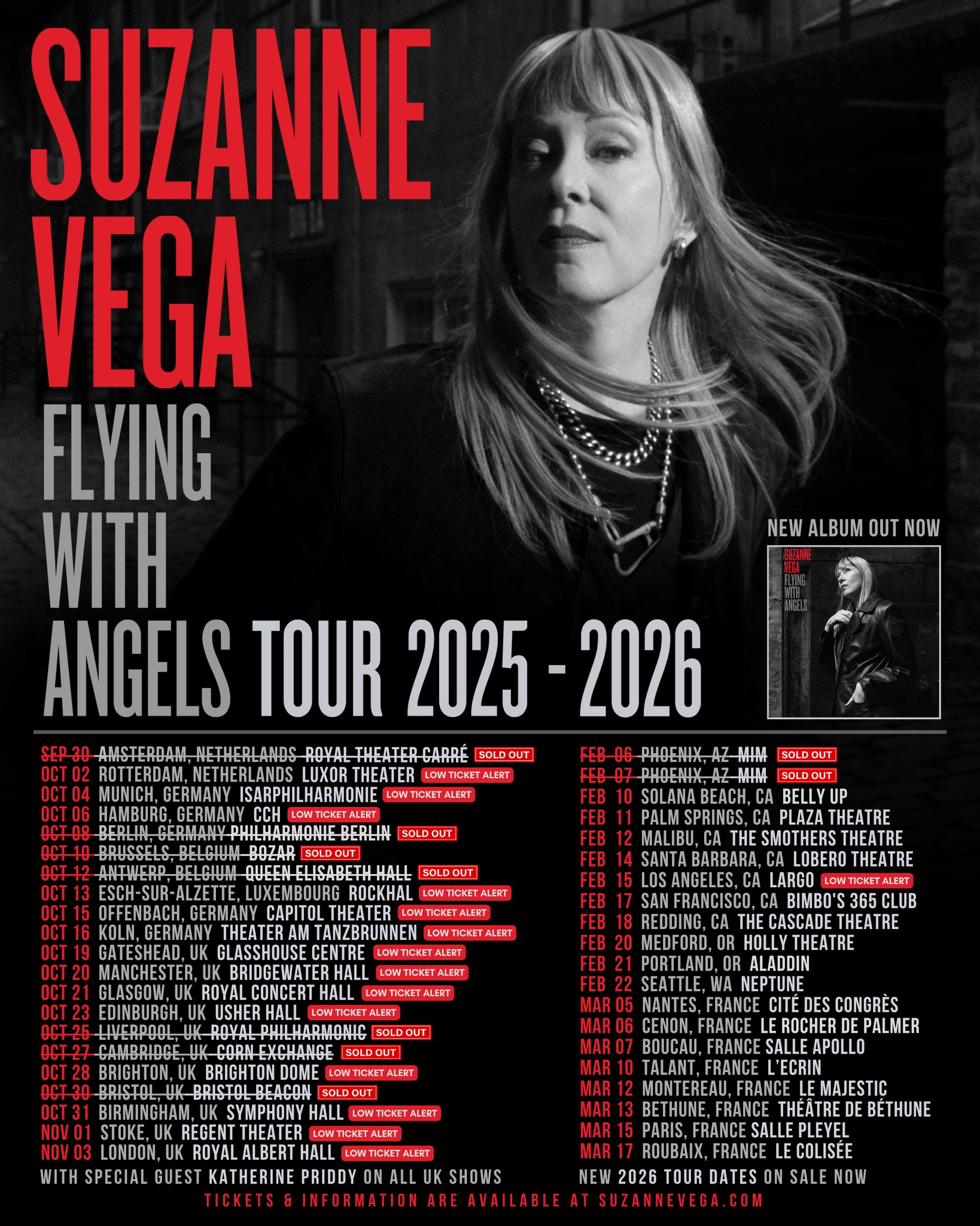 Suzanne Vega Flying With Angels Tour Poster 2025-2026